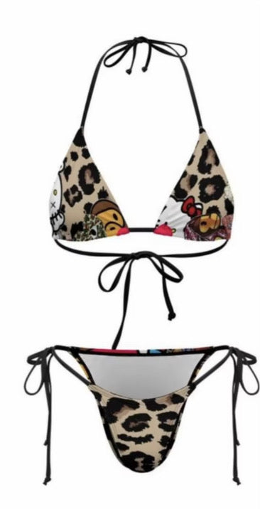 HK x BAPE x CDG cheetah two piece bikini